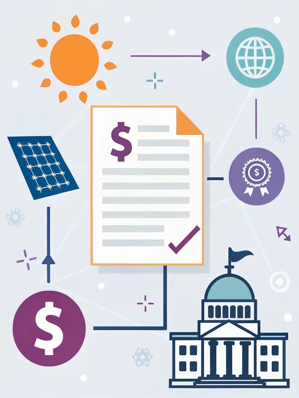 A visual representation of government incentives and financing options available for solar installations, making it easier for homeowners to adopt solar energy.
